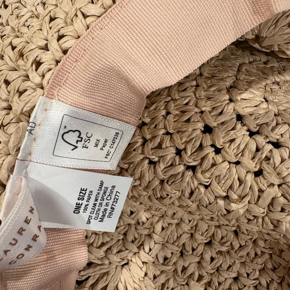 LC Lauren Conrad Wide-Brim Woven Straw Sun Hat - Blush NWT - Picture 5 of 6